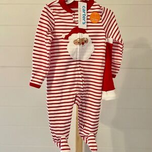 Carters Just One You Baby Boy Girl Christmas‎ Santa Footie Pajamas Sleepsuit 3m